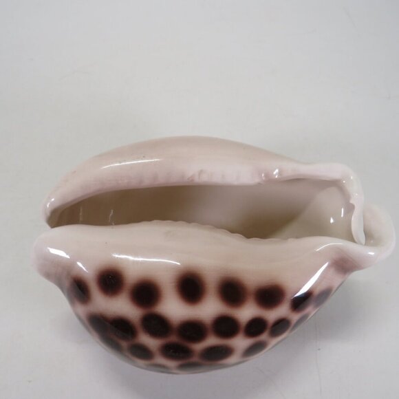 Ceramic Sea Shell Dish - Planter Cowrie Shell Brown Spotted - Picture 1 of 14
